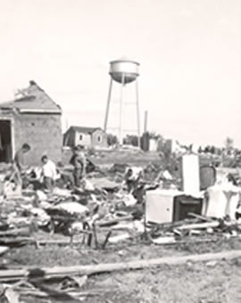 Beecher water tower still standing among the damage