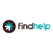 A blue and teal star logo with the words "findhelp" next to it